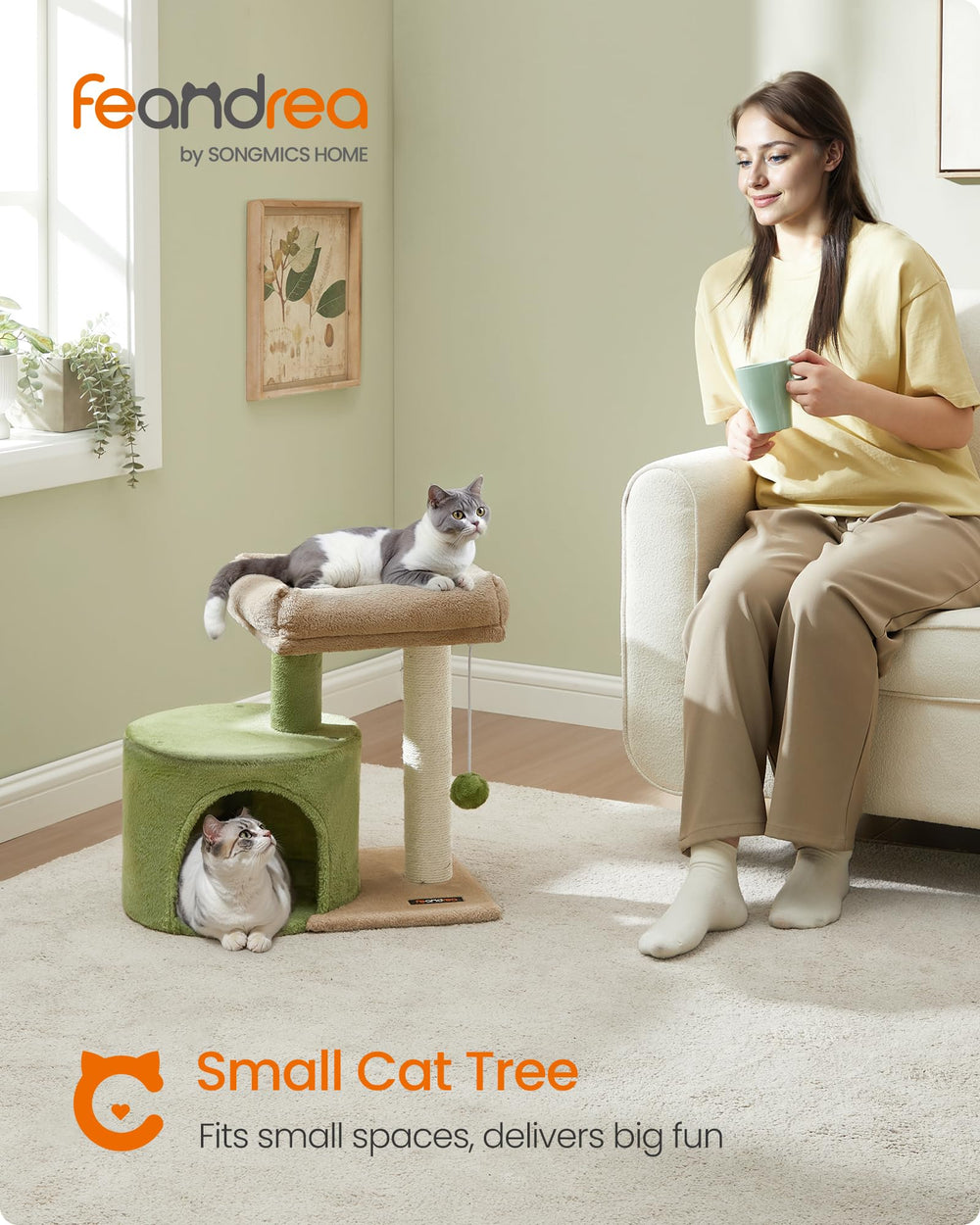 Feandrea Arbre chat perchoir peluche idéal pour repos douillet après jeu.