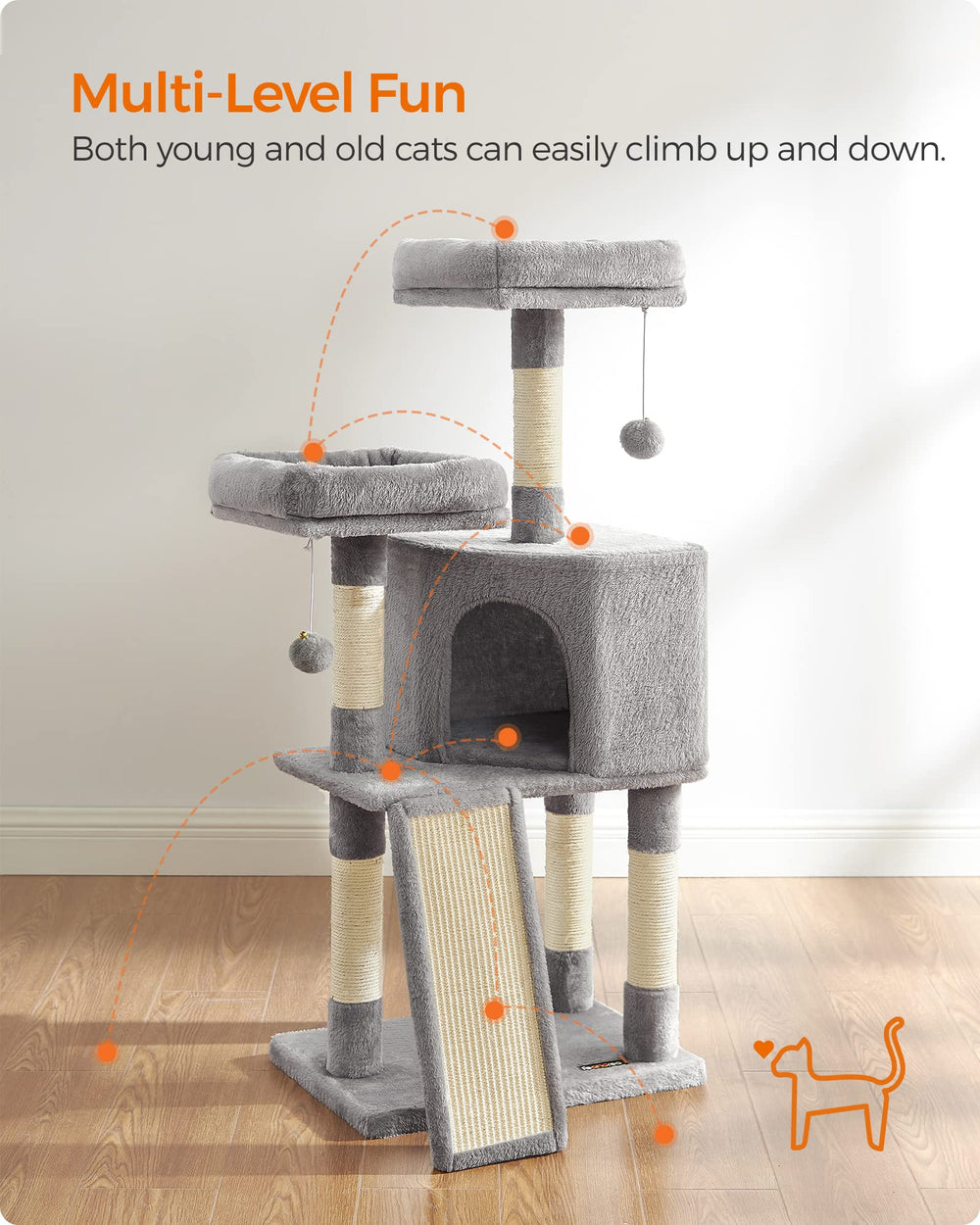 Feandrea Arbre Chat Rampe Griffes – escalade facile et jeu stimulant.