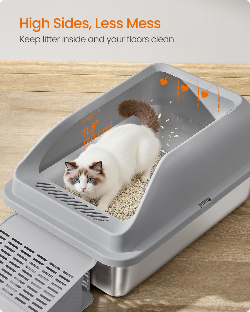 Grand espace Feandrea, dimensions 24,4 x 16,5 x 11,8 pouces pour chats jusqu à 33 lb