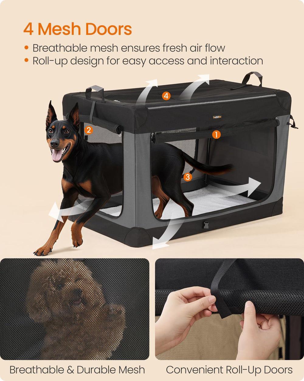 Feandrea cage chien poche de rangement pratique pour accessoires.