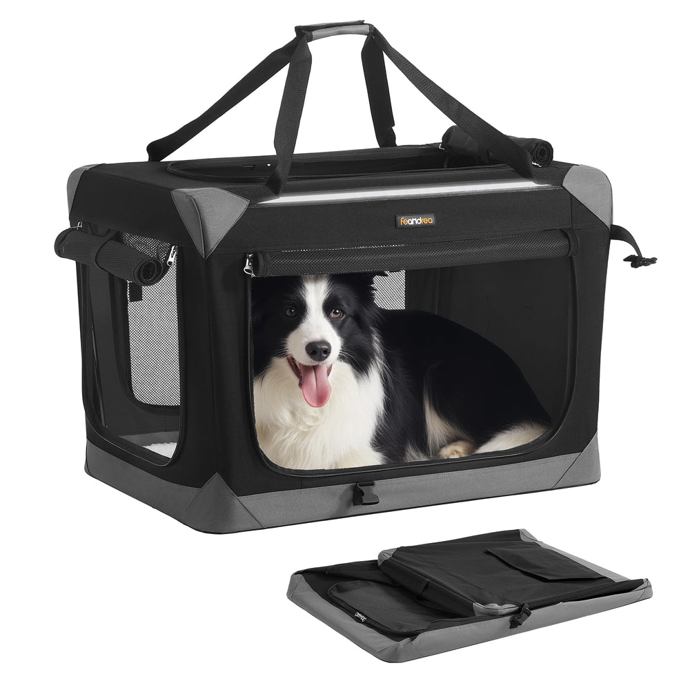 Feandrea cage pliante pour chien avec 4 portes en maille, parfaite ventilation en déplacement