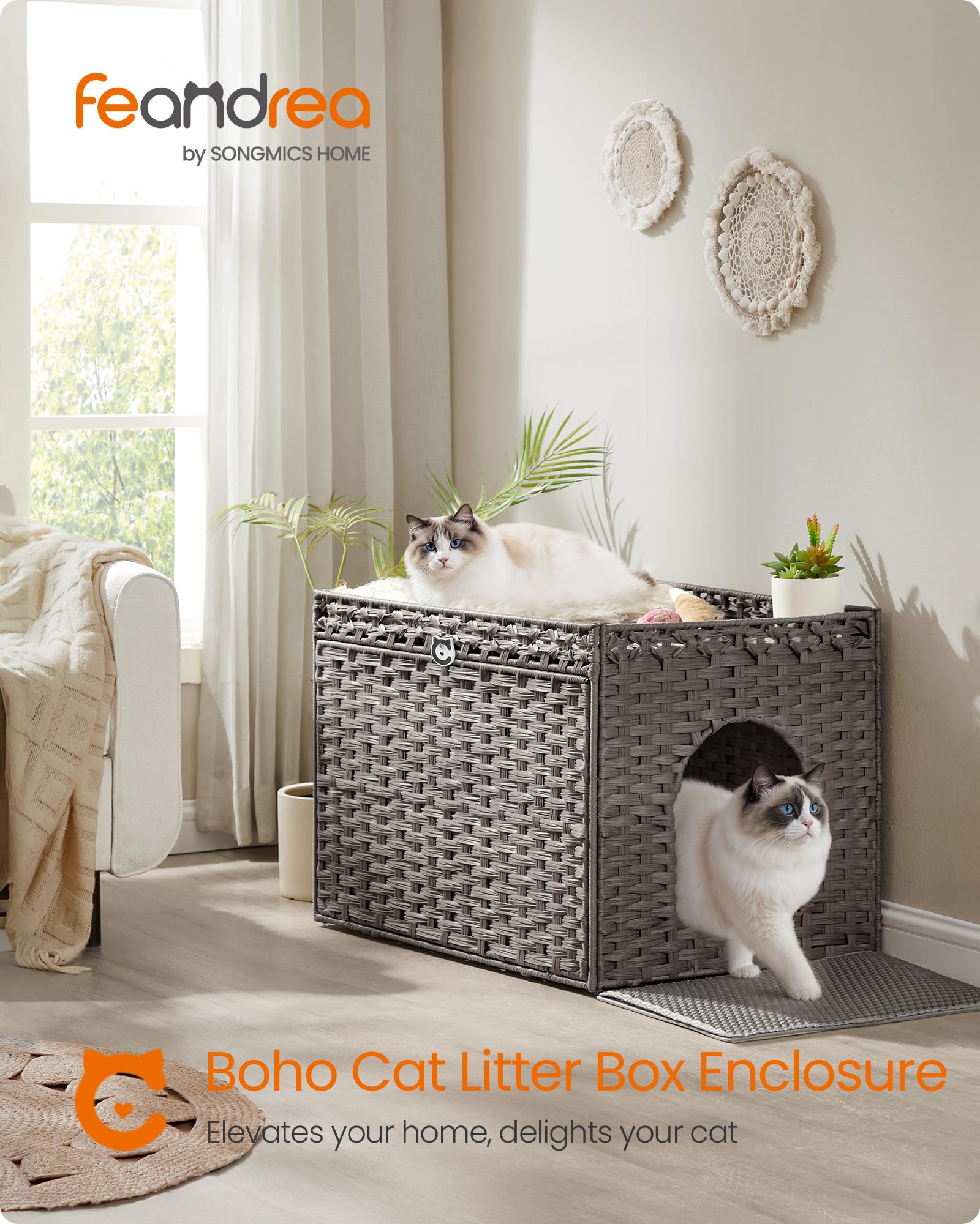 Feandrea meuble boho litière: design chaleureux et espace privé