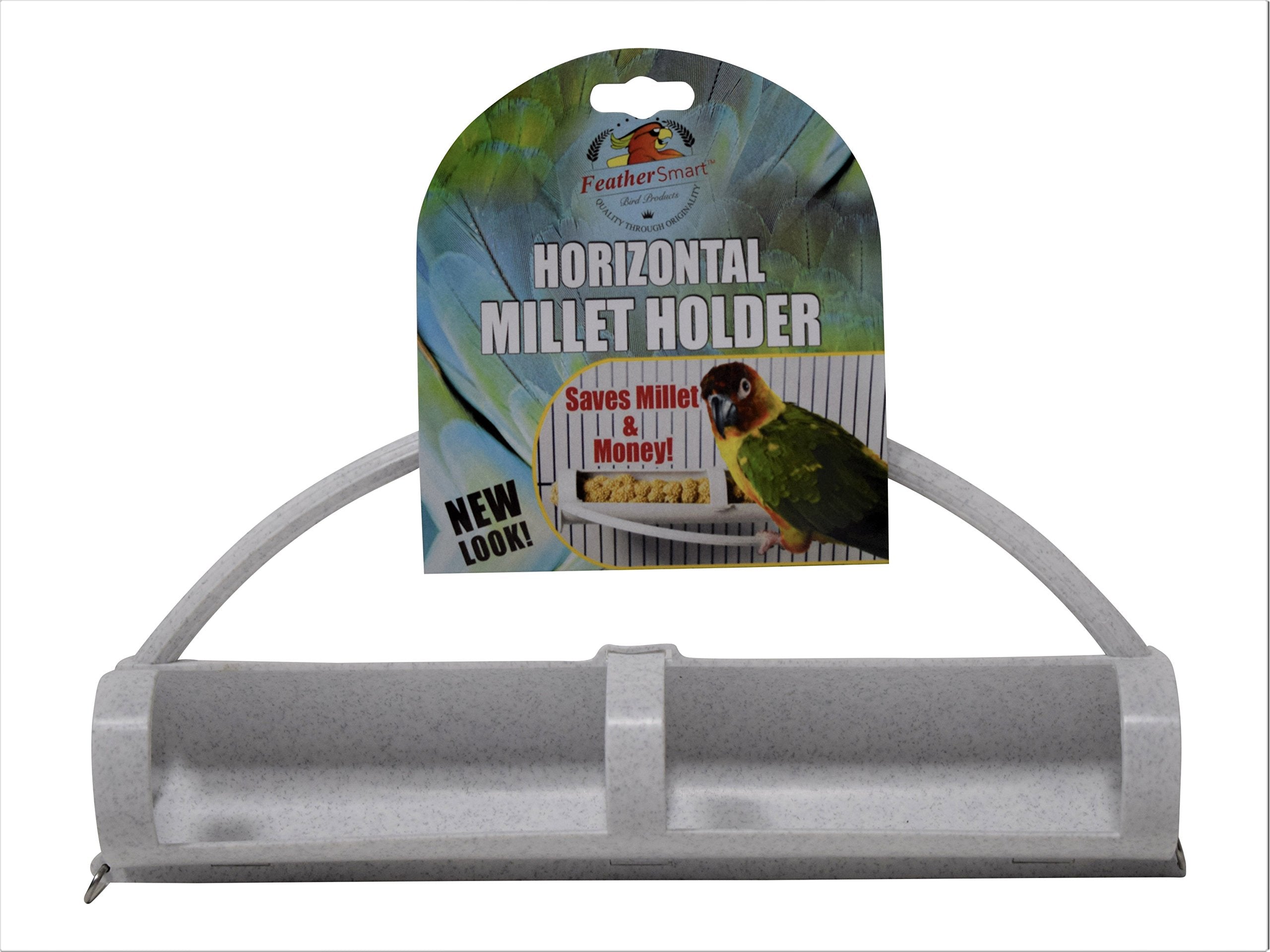 FeatherSmart Porte-millet horizontal ventouses sur surface lisse et propre.