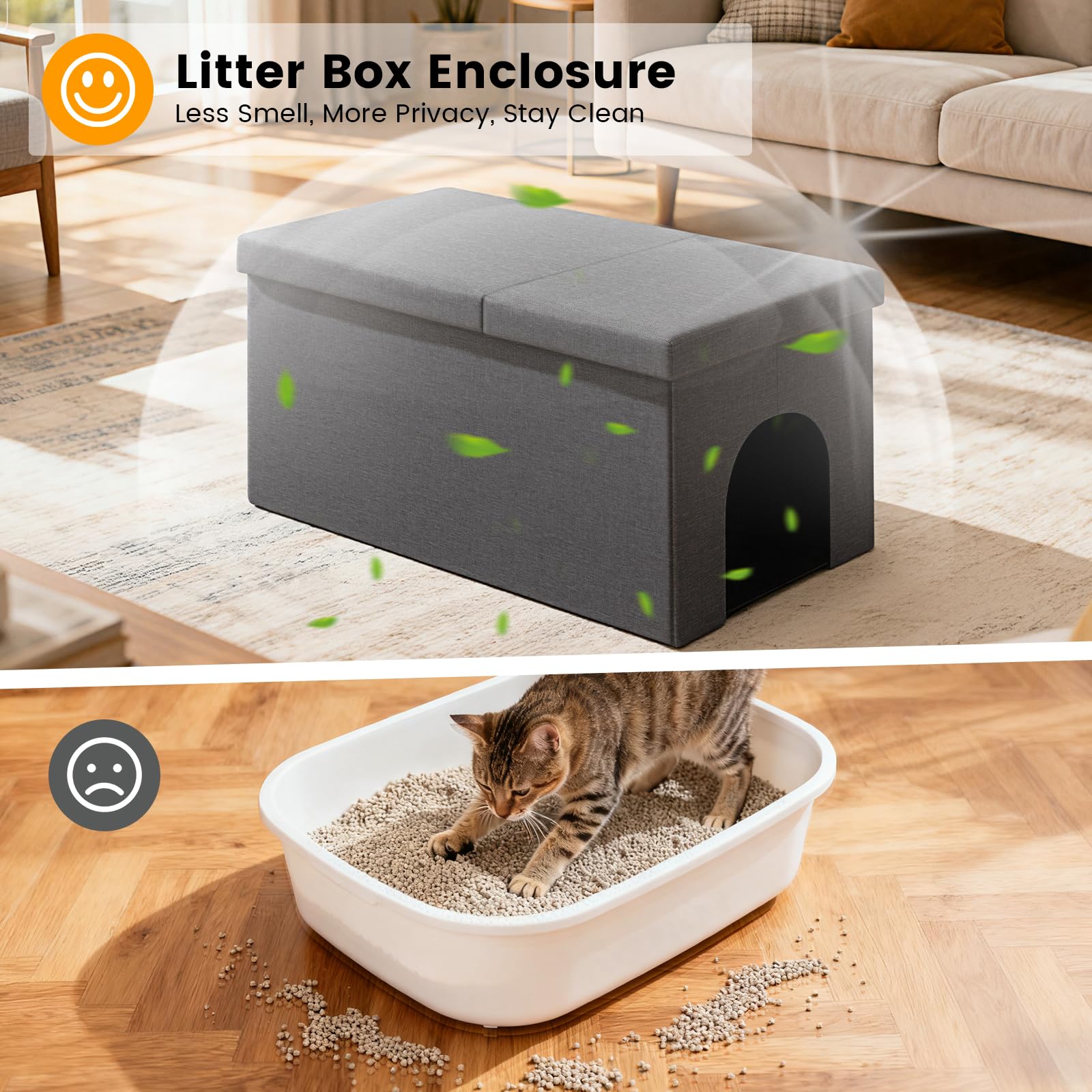 Contrôle des odeurs Fecuria avec design scellé, pratique pour un intérieur frais.