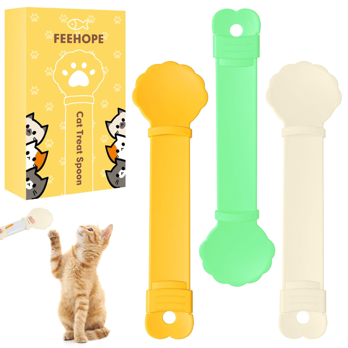 Feehope cuillère friandises pour chat ensemble de 3 pièces pour une distribution propre