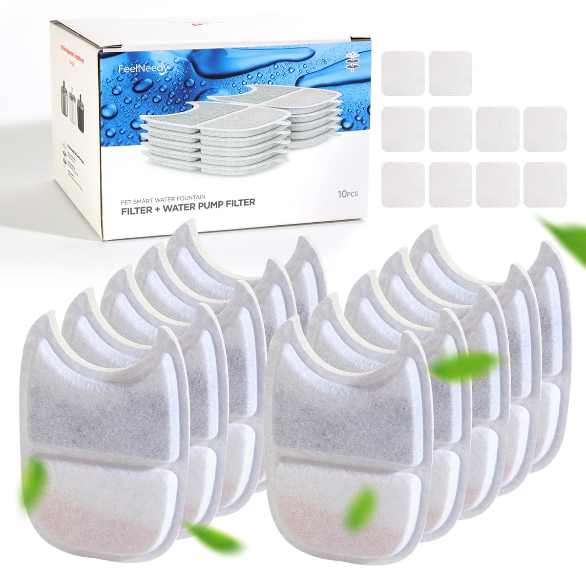 FEELNEEDY filtre de remplacement 10 paquets pour fontaine chat, eau plus propre