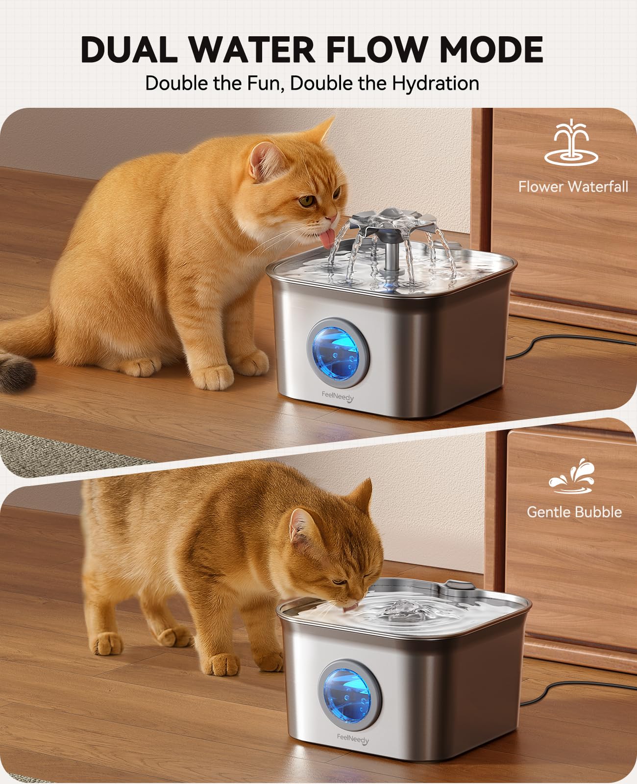 FEELNEEDY capacite-2-8l-chat-multi: grande réserve pour plusieurs chats.