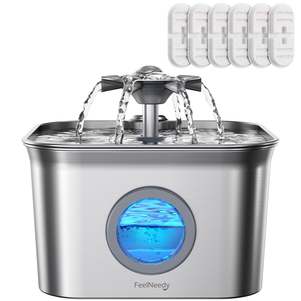 FEELNEEDY fontaine chat inox 304, réservoir 2,8 L pour moins de remplissages