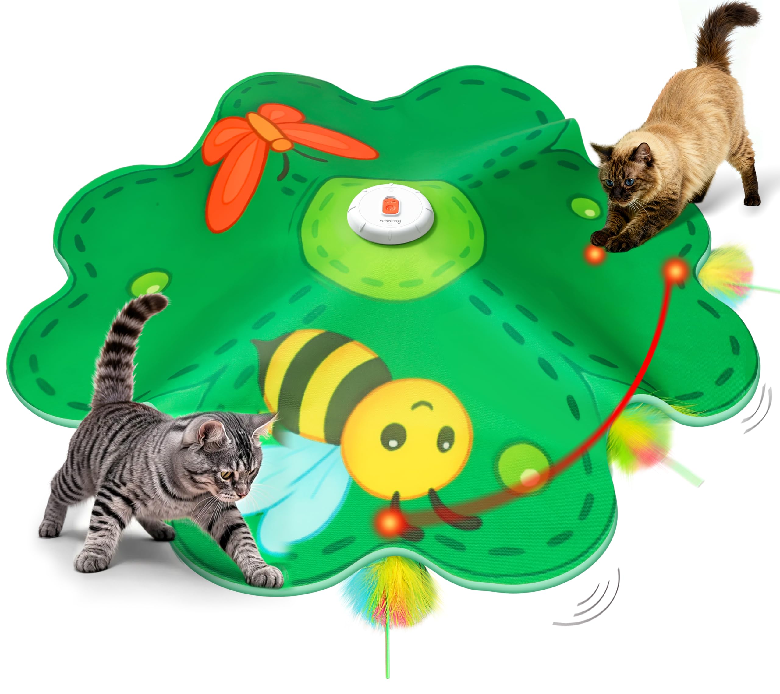 Jouet FEELNEEDY pour chats : cache-plumes déclenche l’instinct de chasse et jeu actif.