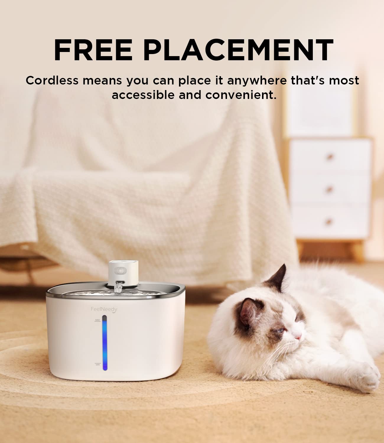 FEELNEEDY eau plus fraîche: fontaine chat prête à l'emploi après installation.