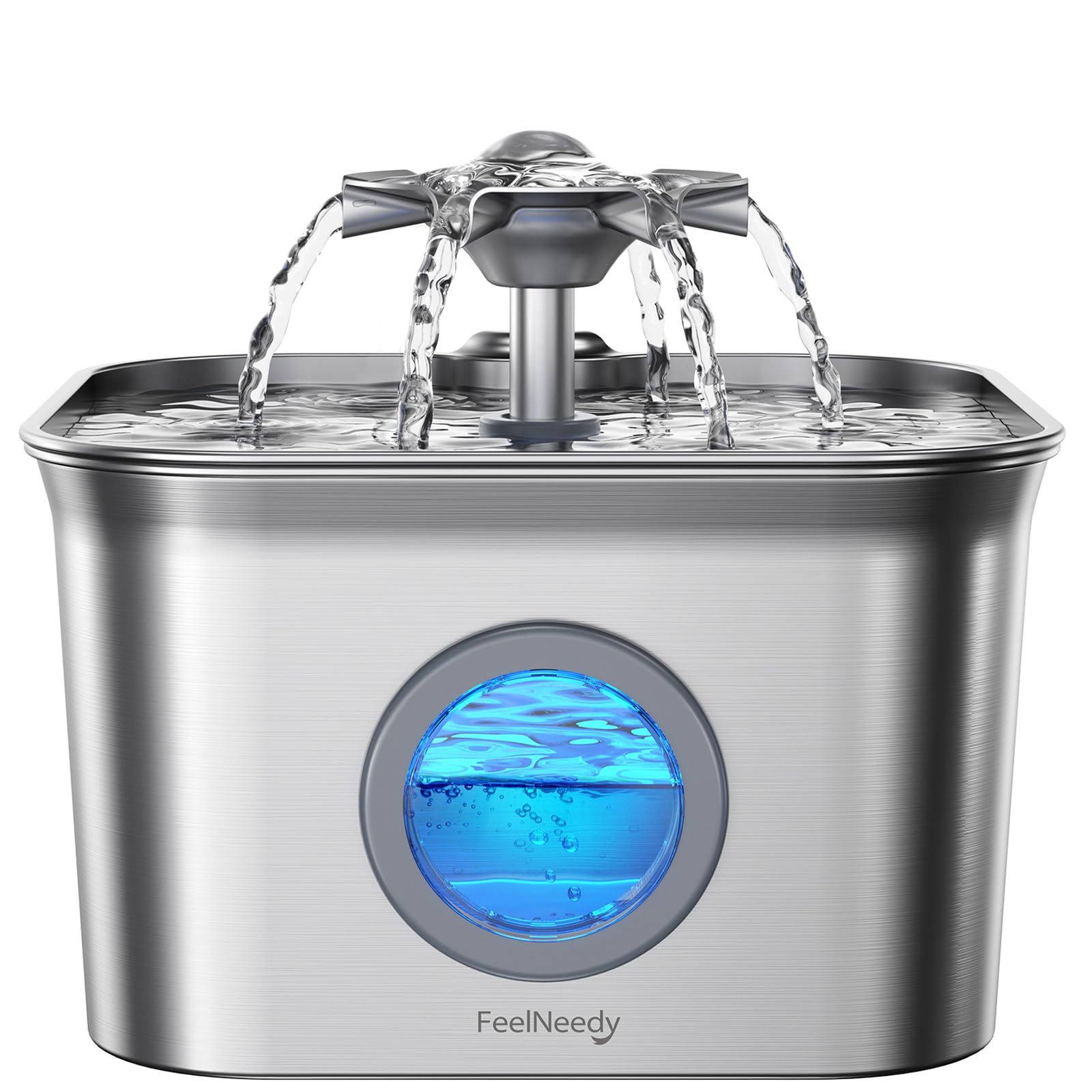 FEELNEEDY fontaine pour chat en acier inoxydable 2,8 L, hydratation continue et durable.