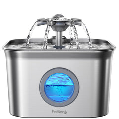 FEELNEEDY fontaine pour chat en acier inoxydable 2,8 L, hydratation continue et durable.