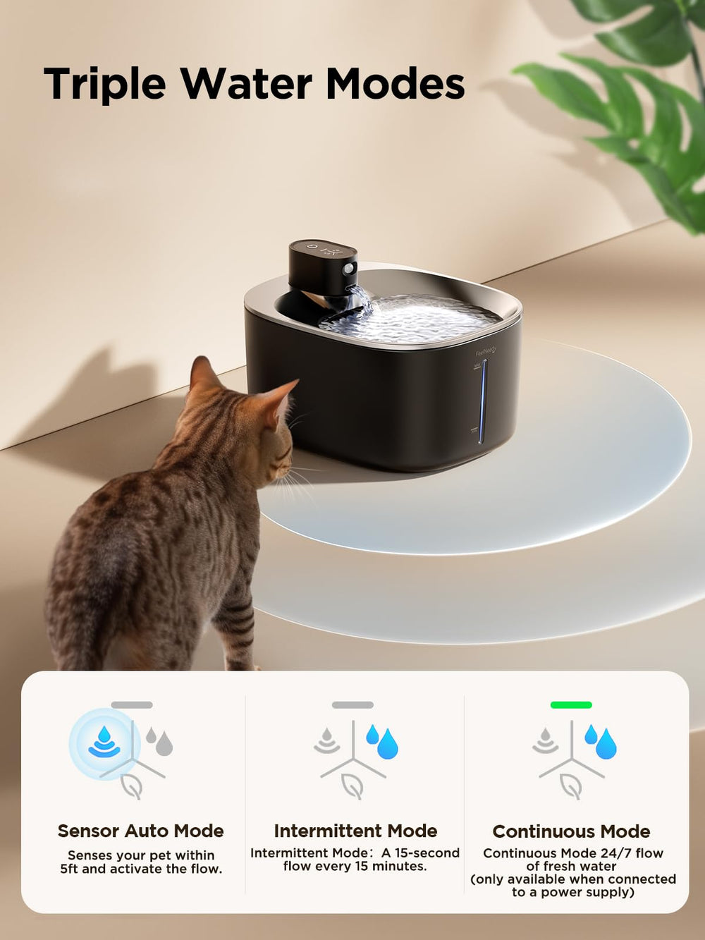 Fontaine FEELNEEDY en inox pour chats, nettoyage hygiénique.