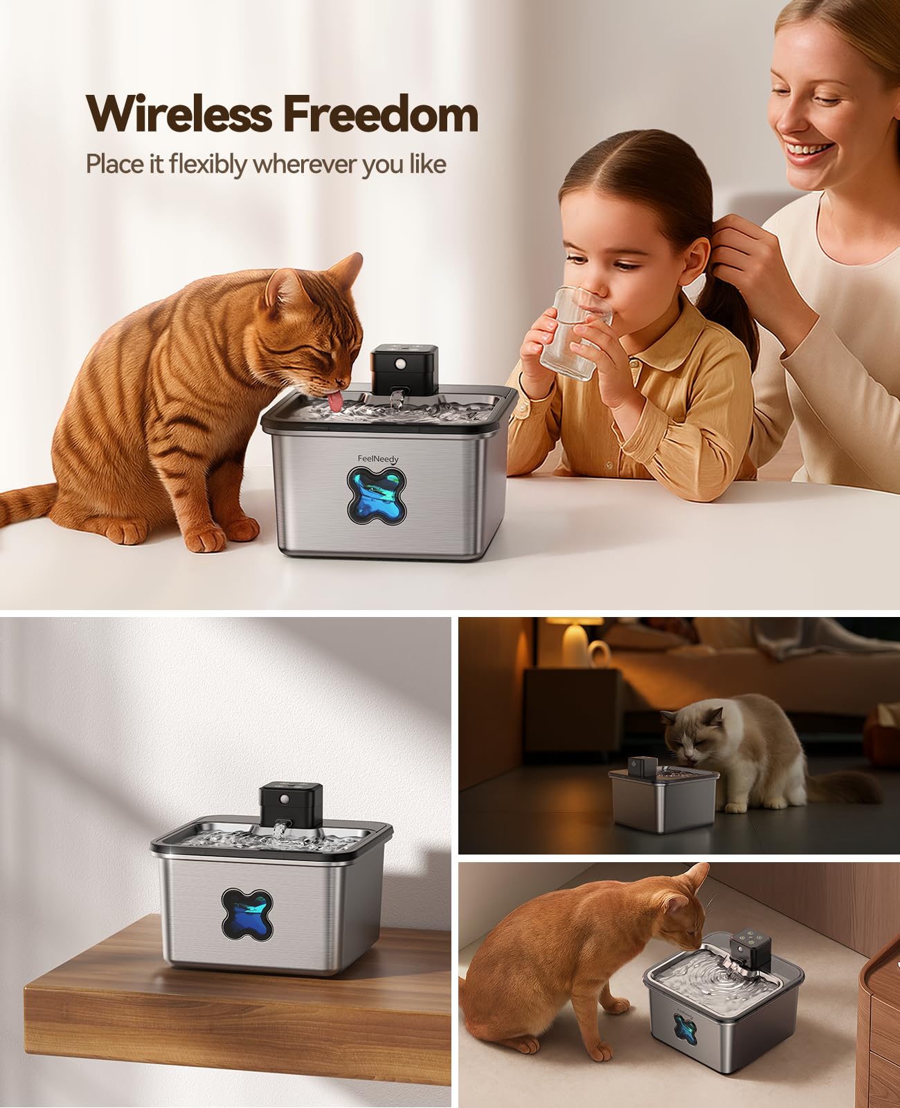 FEELNEEDY Mode intelligent: le capteur active l'écoulement à l'approche du chat.