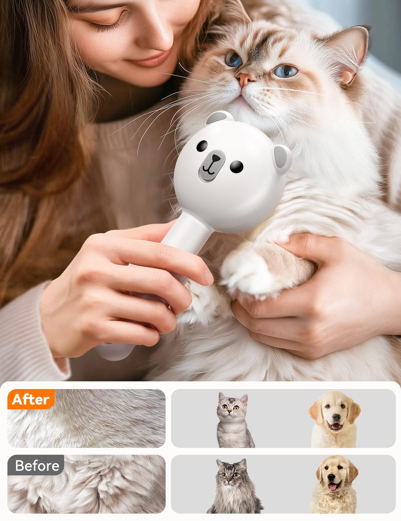 FEELNEEDY brosse-vapeur chat, nettoyage rapide avec bouton unique.