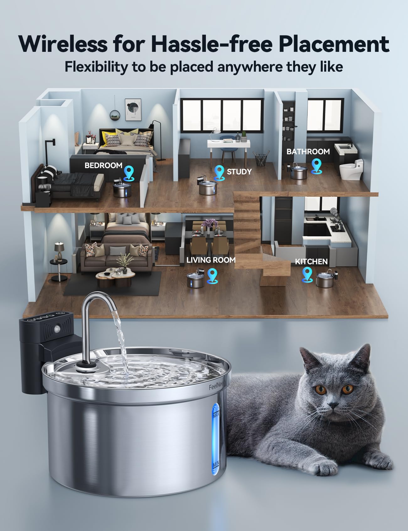 Réservoir FEELNEEDY 3,5 L pour une hydratation prolongée.