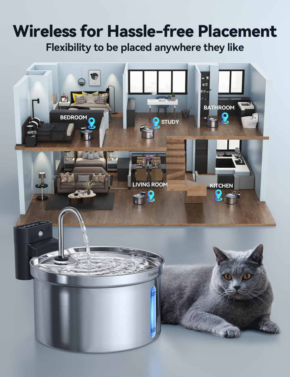 Réservoir FEELNEEDY 3,5 L pour une hydratation prolongée.