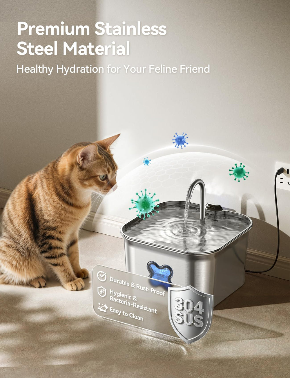 FEELNEEDY fontaine-chat-flux-robinet – hydratation accrue grâce au flux d'eau continu.
