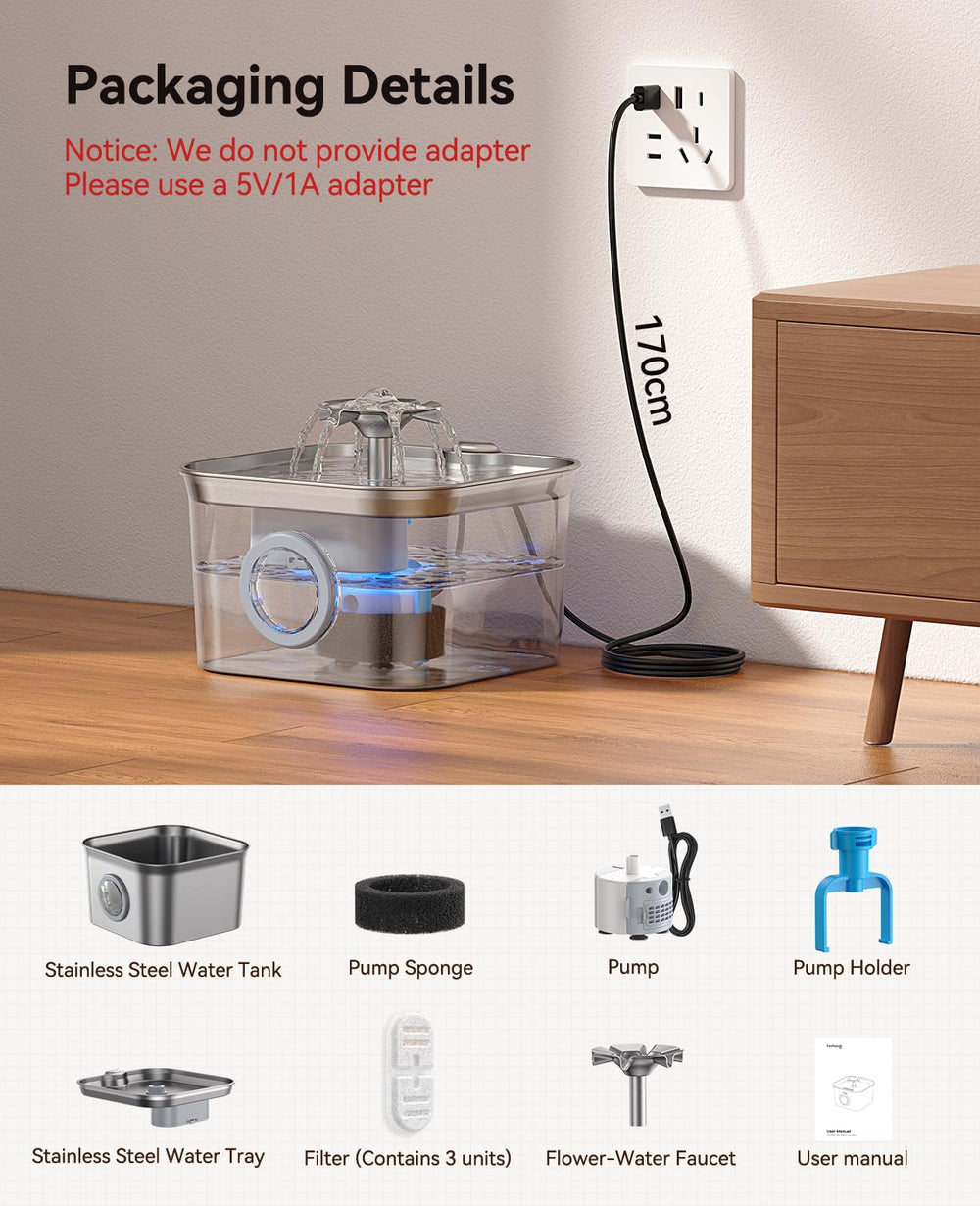 FEELNEEDY fontaine chat inox design élégant qui s'intègre à votre intérieur.