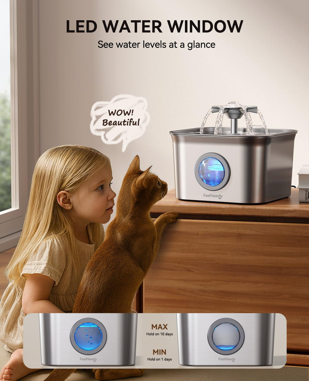FEELNEEDY fontaine chat inox, nettoyage au lave-vaisselle simplifié.