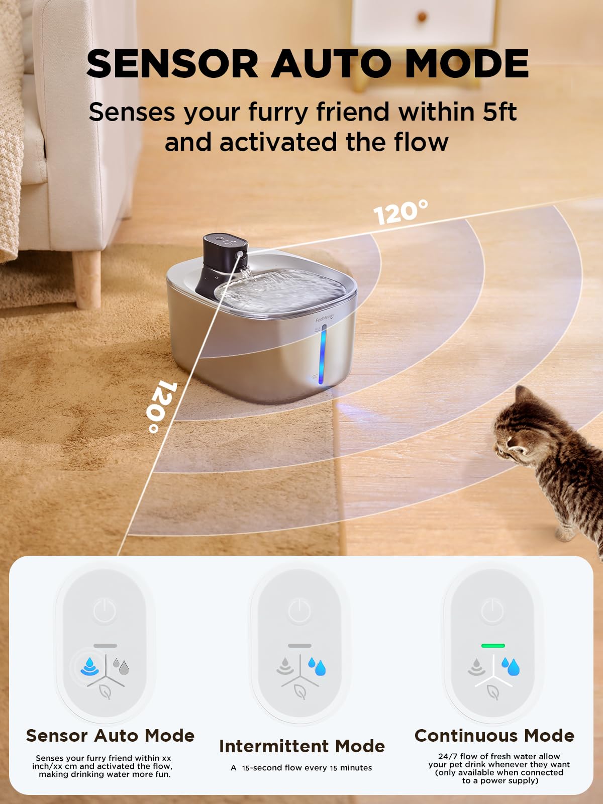 Fontaine FEELNEEDY en acier inoxydable, hygiénique et durable.