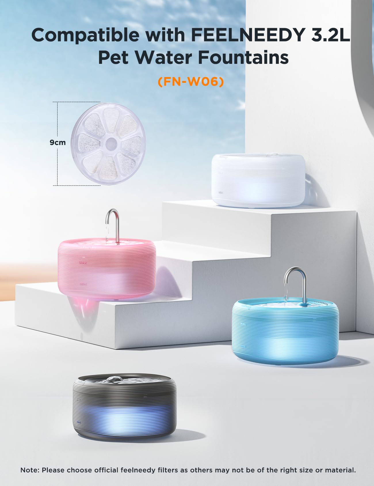 FEELNEEDY kit remplacement fontaine chat, ensemble pratique pour entretien