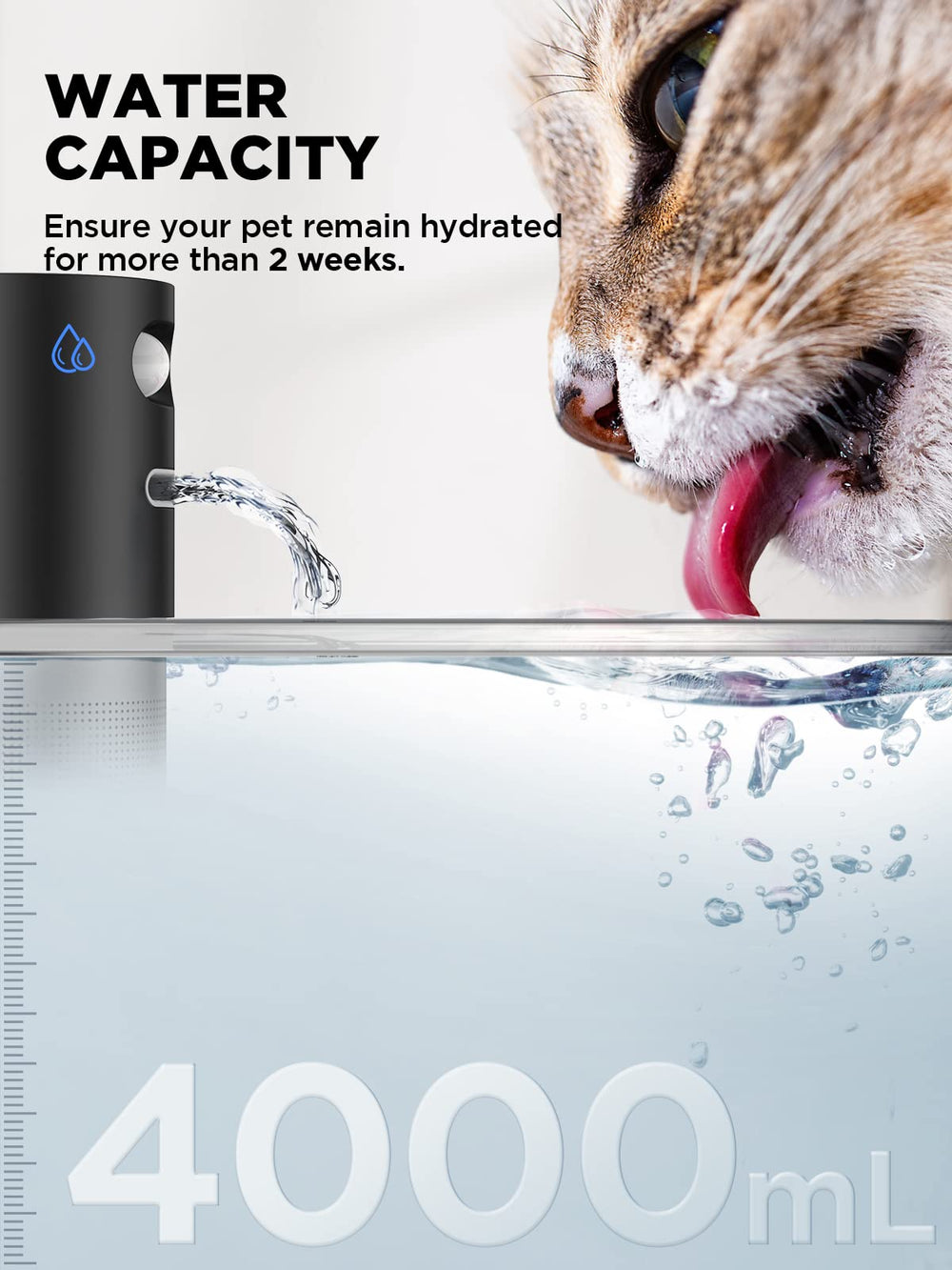 Plateau d’eau FEELNEEDY 210 ml, accès facile pour tous les animaux.