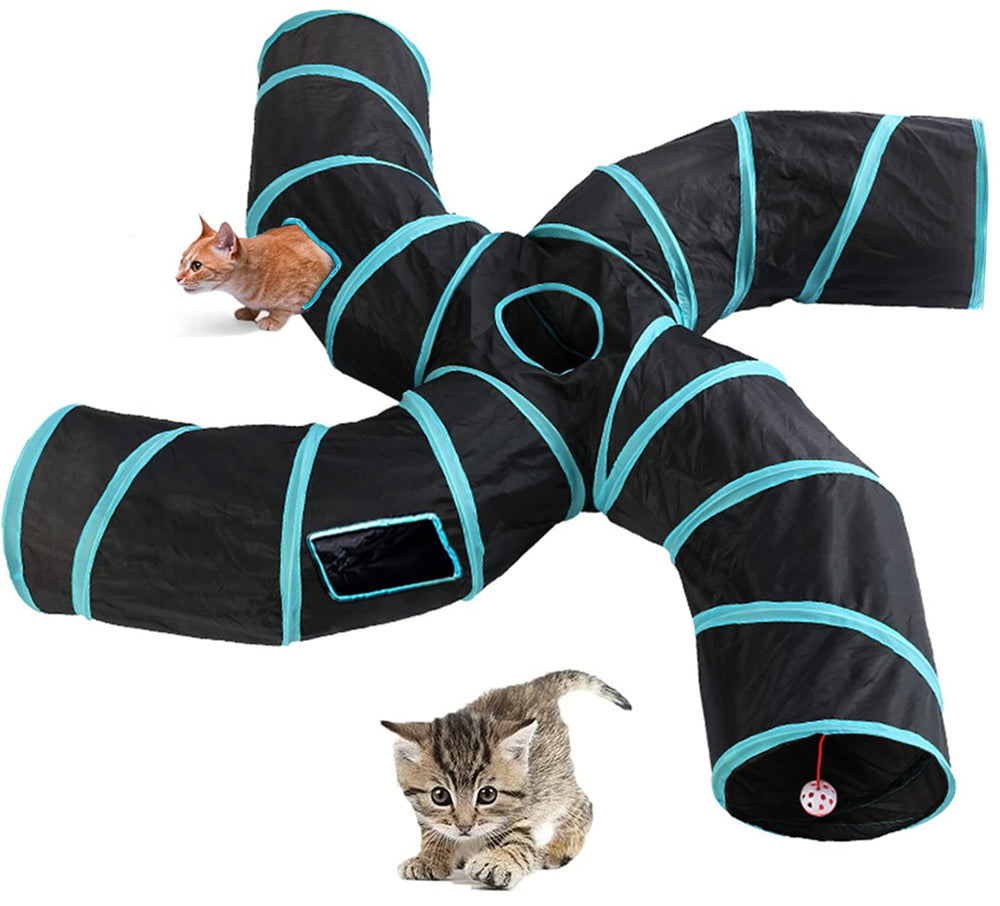 Feesok cat tunnel 4 voies pliable offre espace jeu spacieux pour chat.