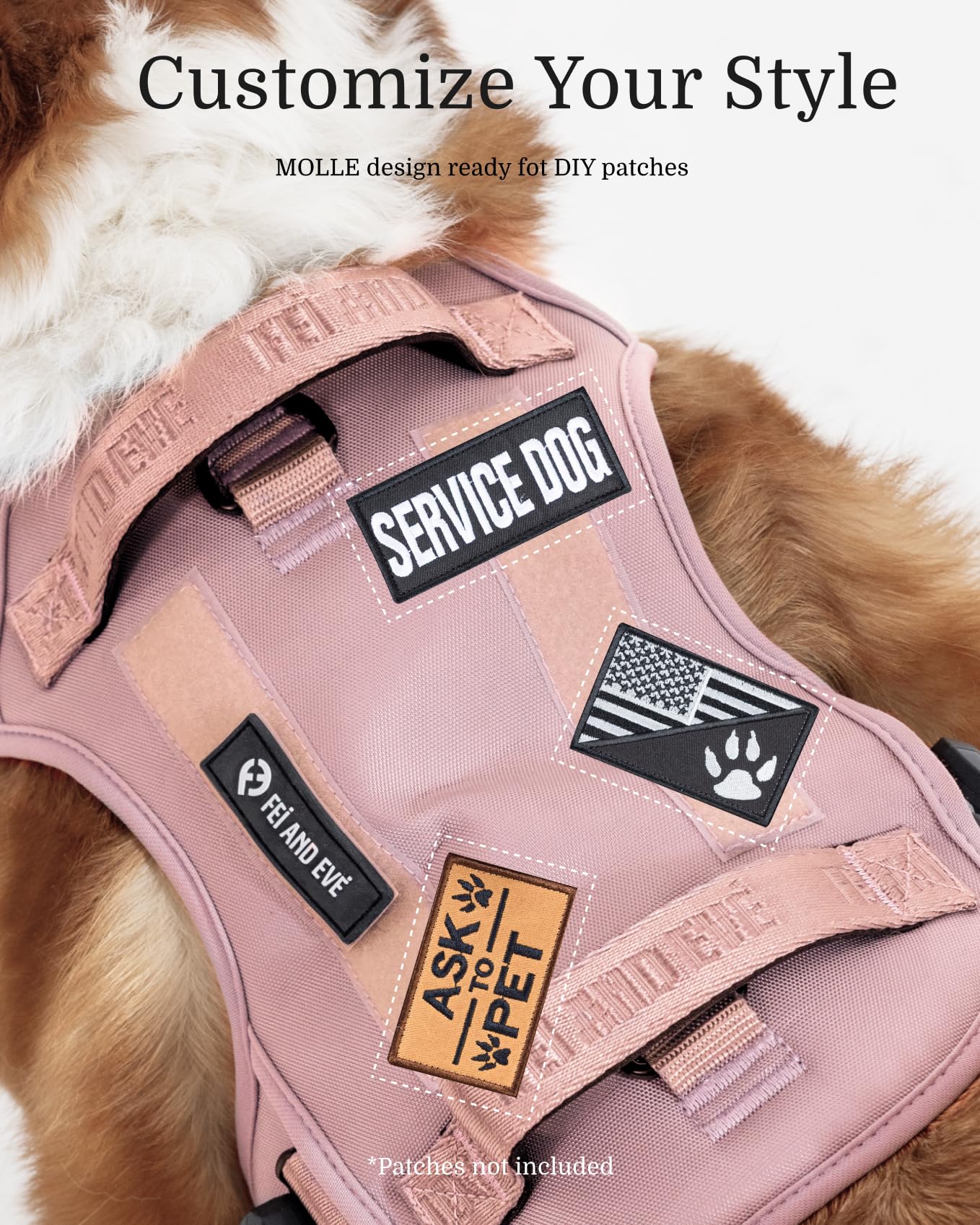 Fei & Eve Magease: harnais taille X-Large en blush pour chien de grande taille.