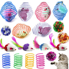 Fejapa balles ressort métallique pour chat, stimulation naturelle et jeu interactif à l'intérieur.