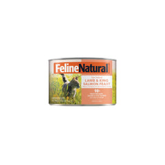 Feline Natural boîte chat agneau saumon, protéines élevées pour énergie quotidienne.