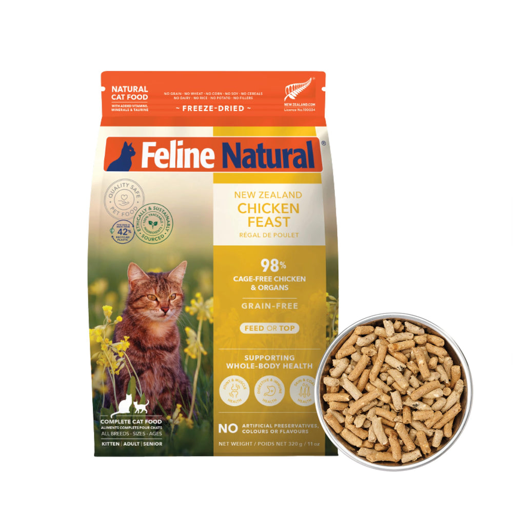 Feline Natural – emballage néo-zélandais, traçabilité fiable pour le repas.