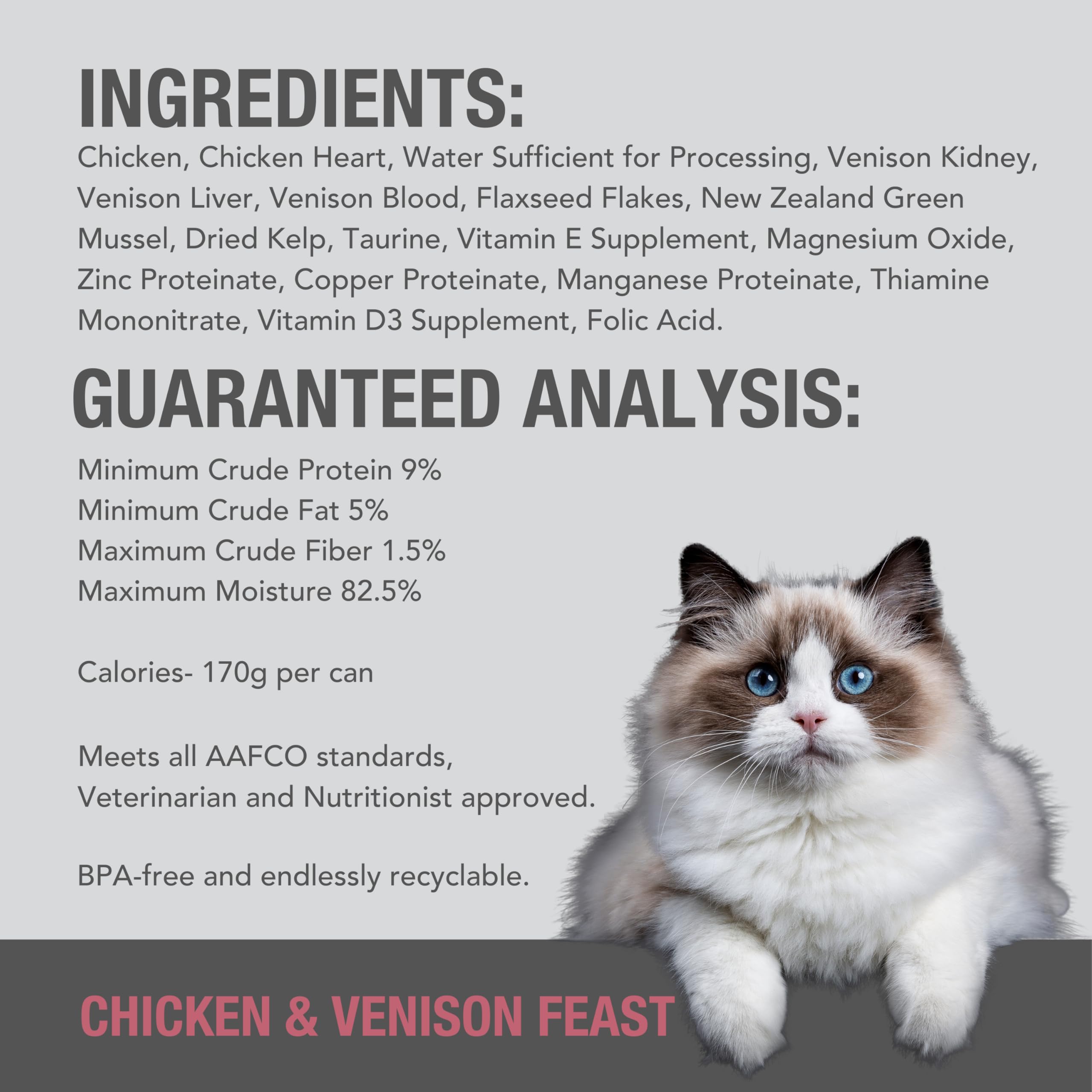Feline Natural repas complet chat senior, sans céréales et faible glucides.