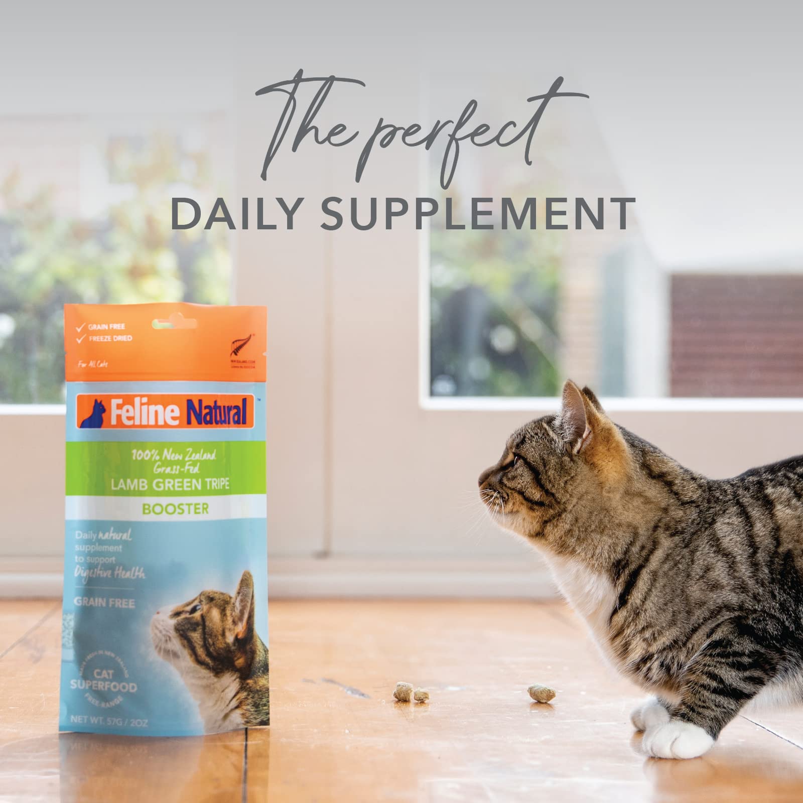 Feline Natural favorise poil et peau grâce à des acides gras et vitamines.