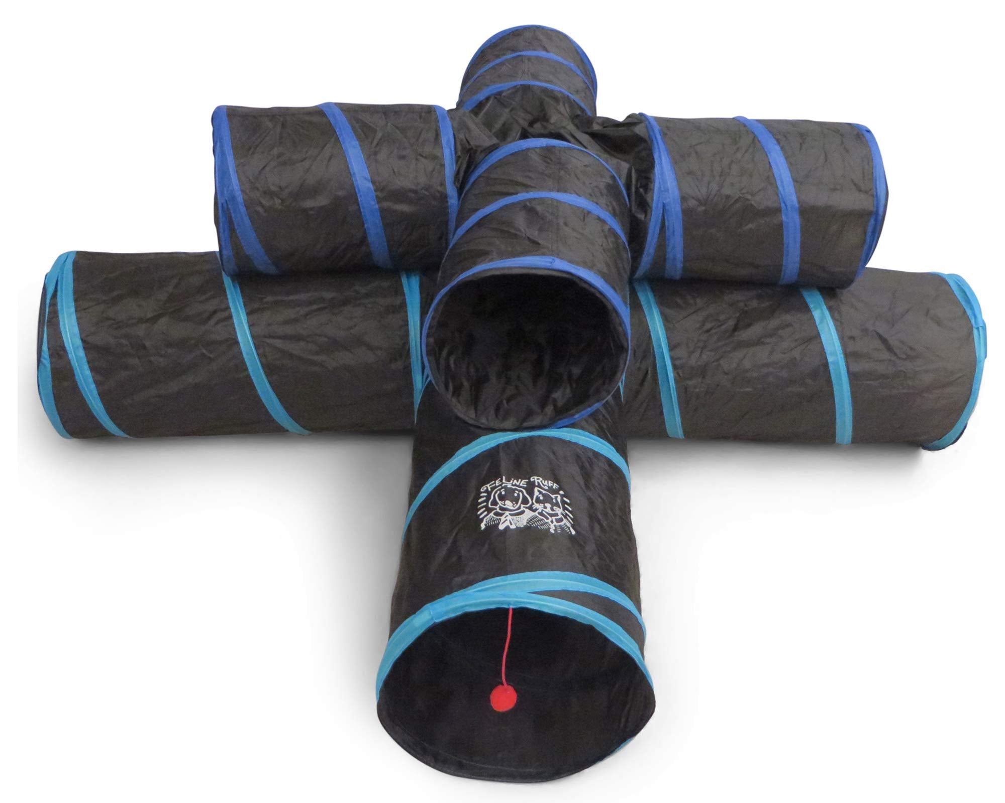 Feline Ruff tunnel quatre voies, offre espace pour multiples compagnons et jeux d’agilité.
