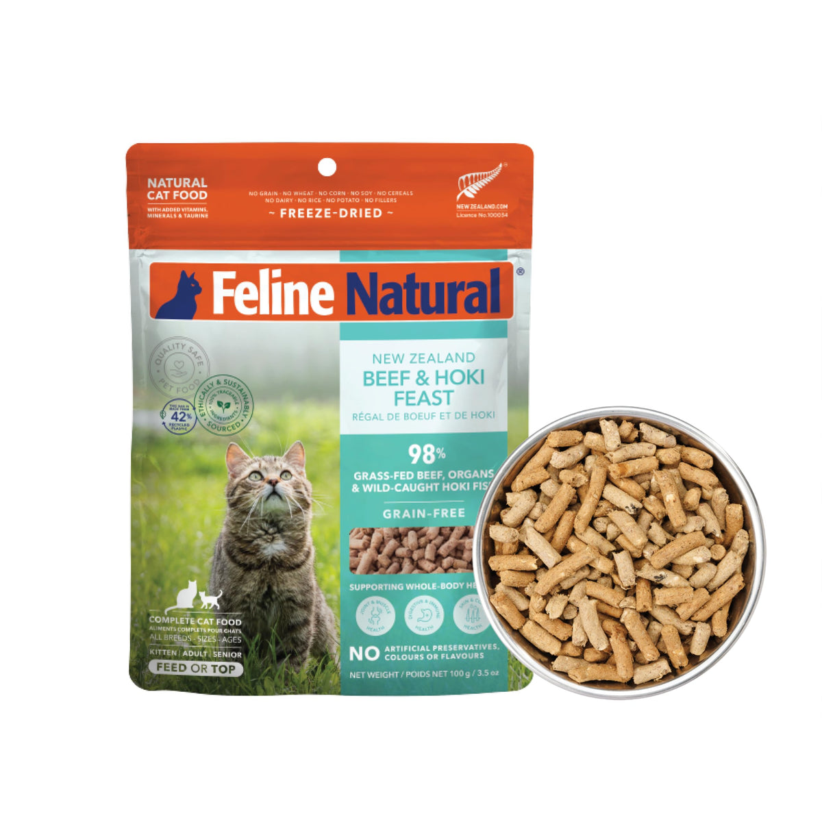 Feline Natural – emballage clair et haute protéine, choix naturel.