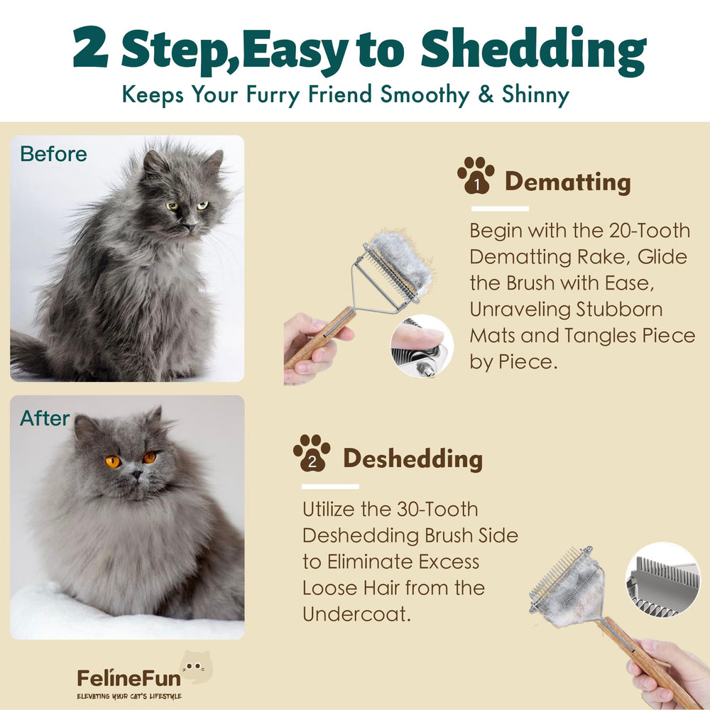 Ensemble 2 en 1 Felinfun: outil unique pour démêlage et dépoussage.