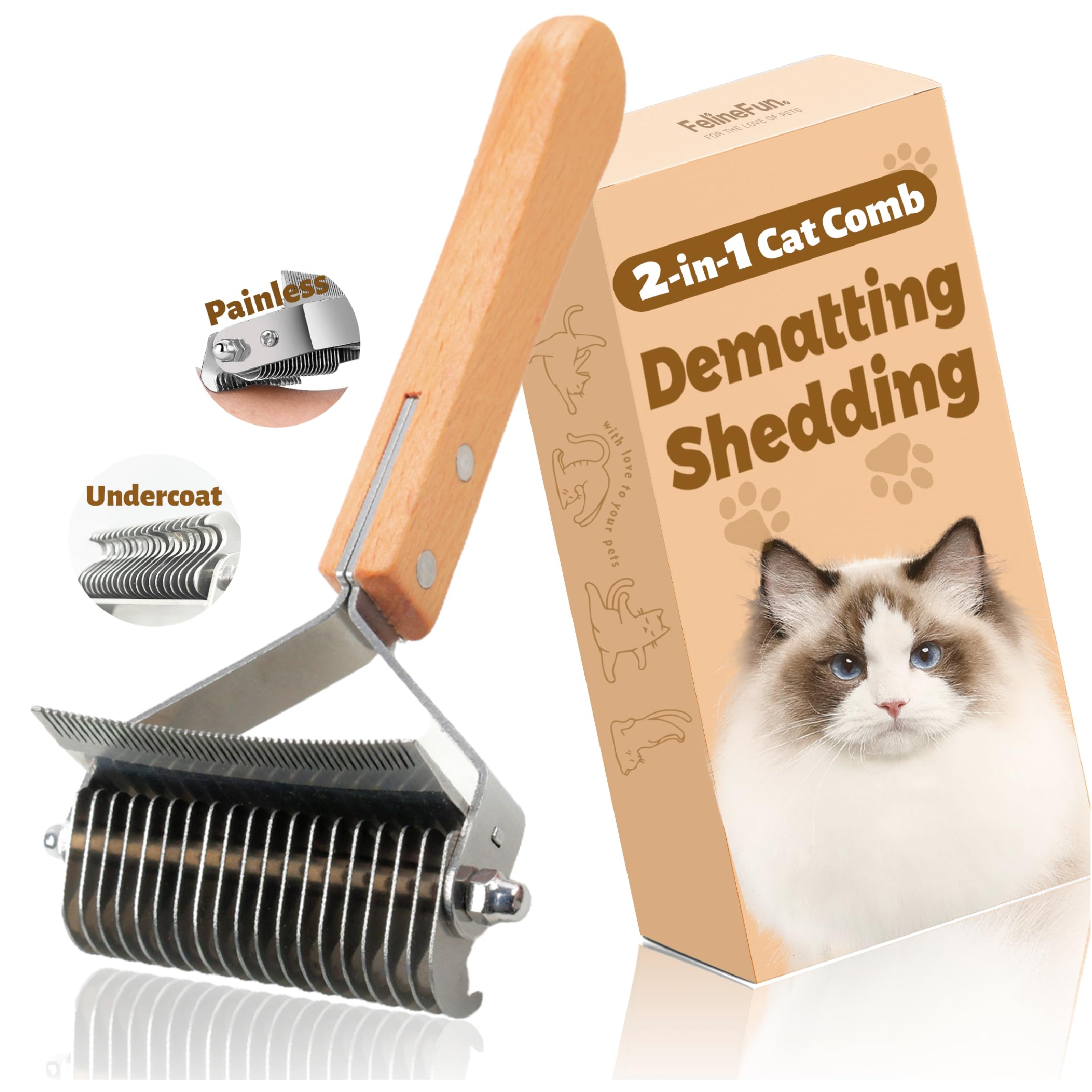 Pinceau Felinfun démattage: démêle en douceur sans tirer sur la peau.