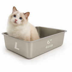 Litière FELIO pour chats de grande taille en acier inoxydable, facile à nettoyer.