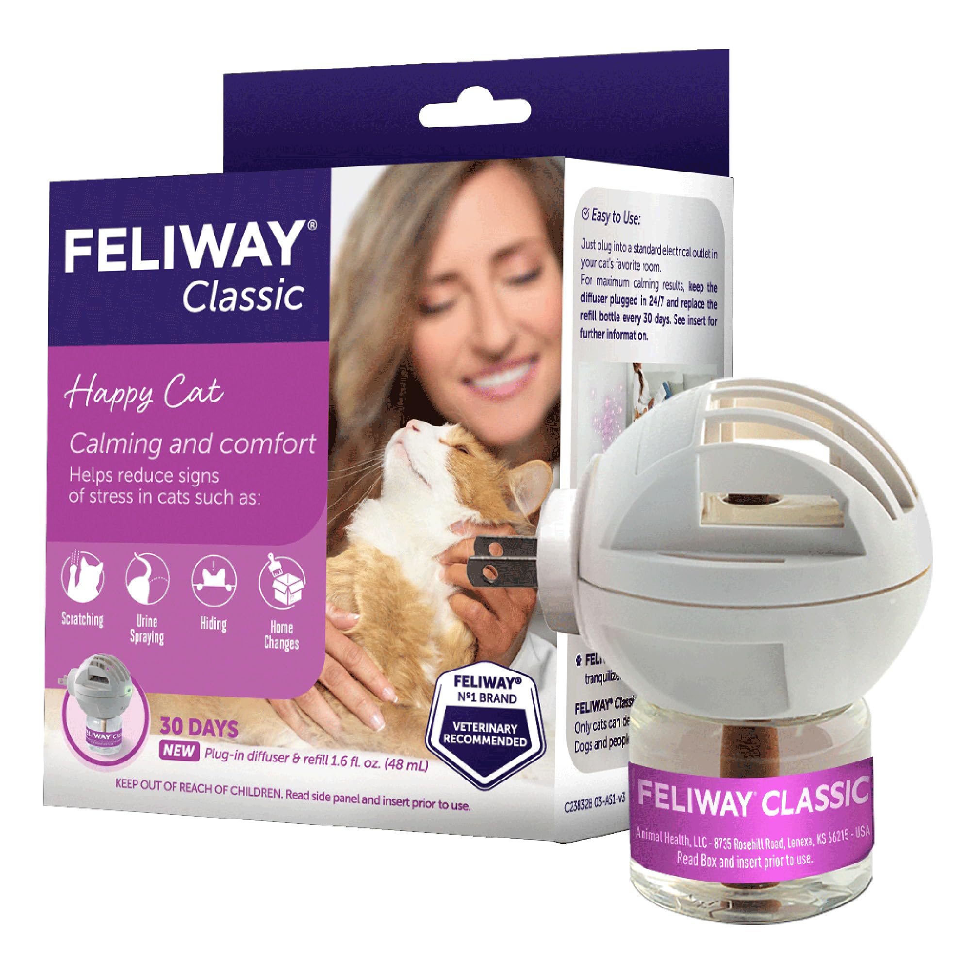 FELIWAY Classic diffuseur chat 48 ml, favorise un environnement plus calme pour votre chat