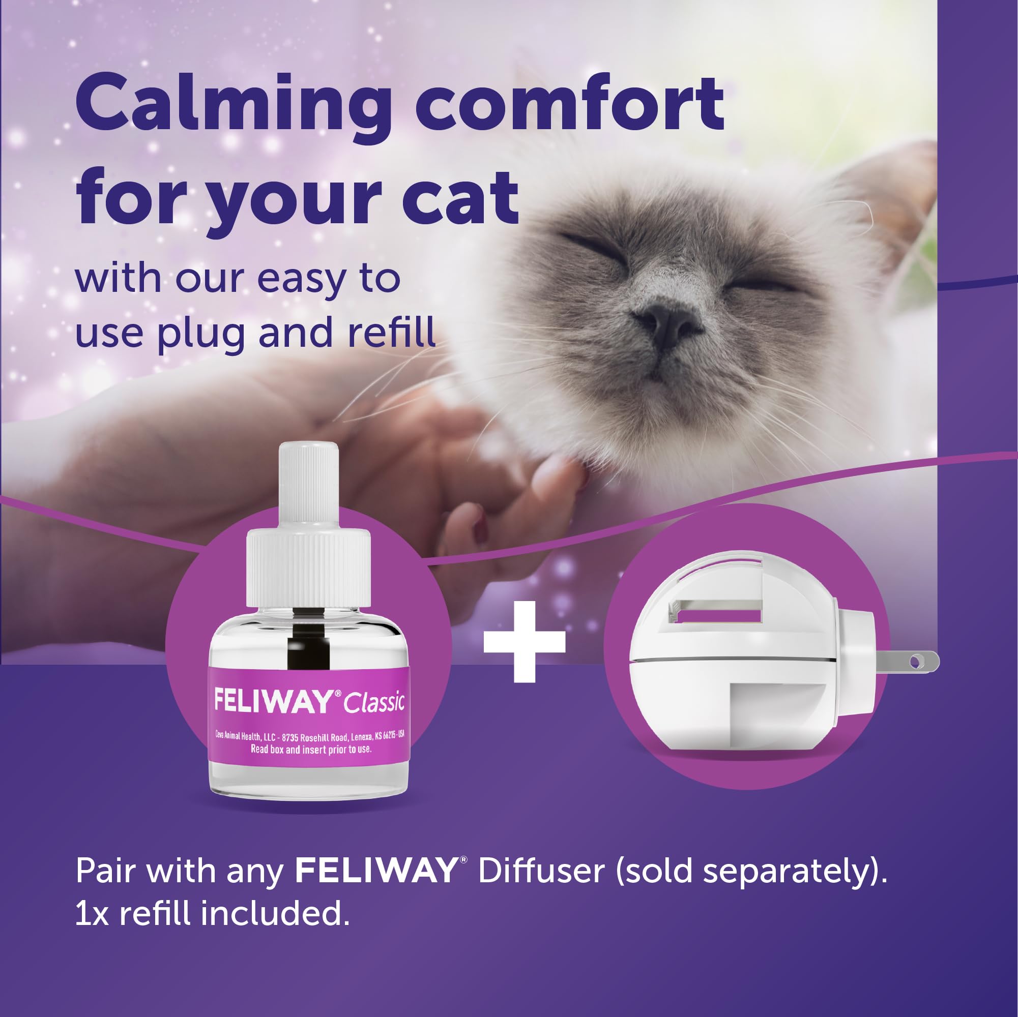 FELIWAY Classic flacon près d'une prise, symbole de calme à domicile.