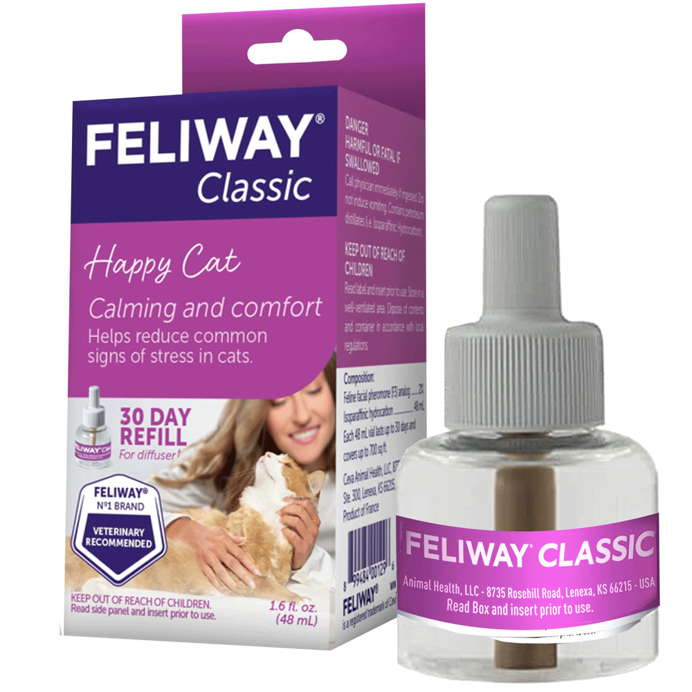 FELIWAY Classic, flacon remplissage 48 ml prêt à diffuser pour calmer votre chat.