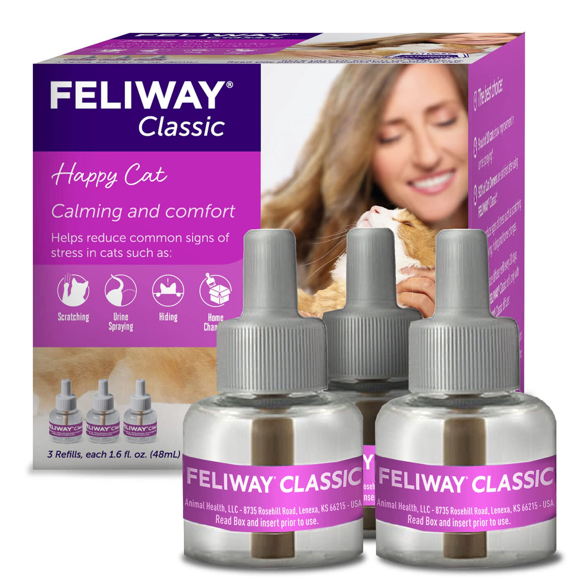 FELIWAY Classic remplissages 48 ml trio pour diffuser des messages rassurants.