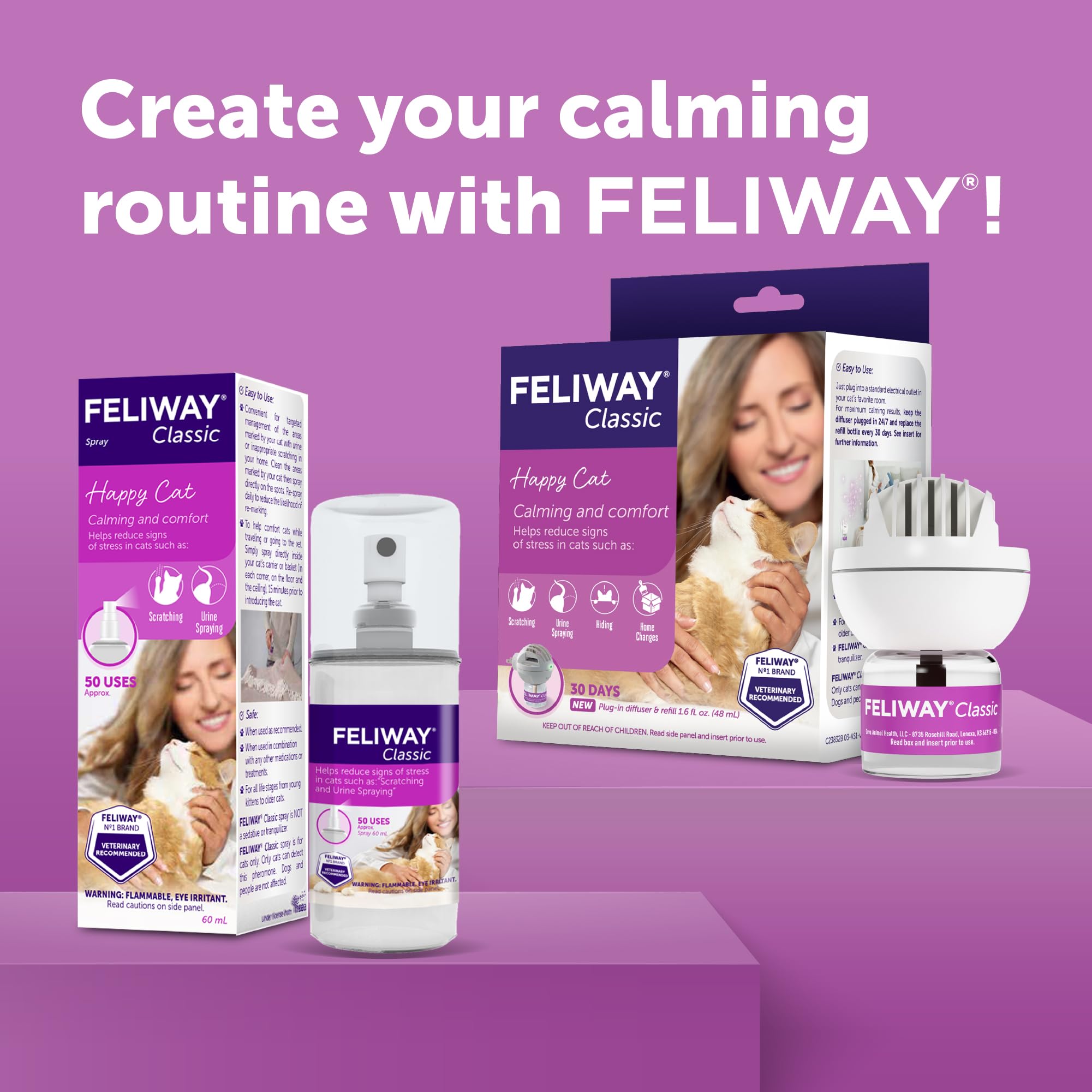 FELIWAY Classic Spray, format pratique, environ 50 utilisations.