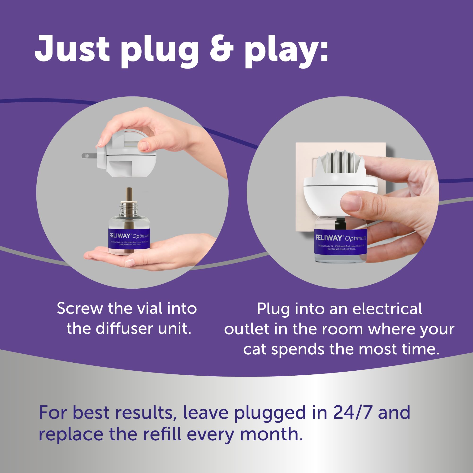 FELIWAY Optimum — solution sans médicament: sûre et non sédative pour la maison.