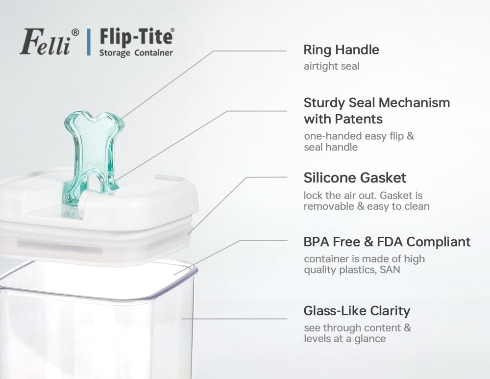 Conteneur XL Felli Flip Tite 4,9 quarts, idéal pour le vrac.