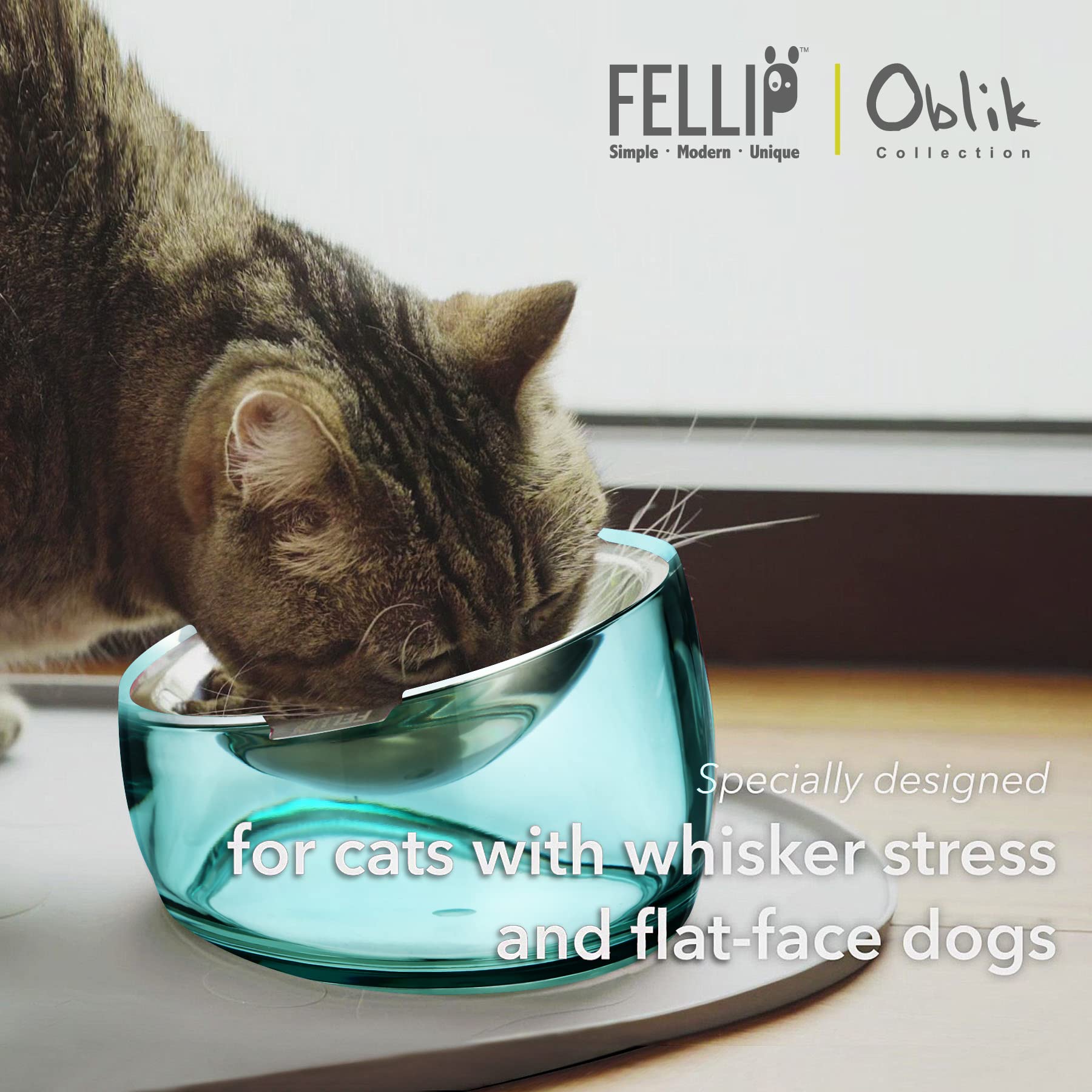 Felli Oblik: assiette-chat-amovible-inox, nettoyage facilité.