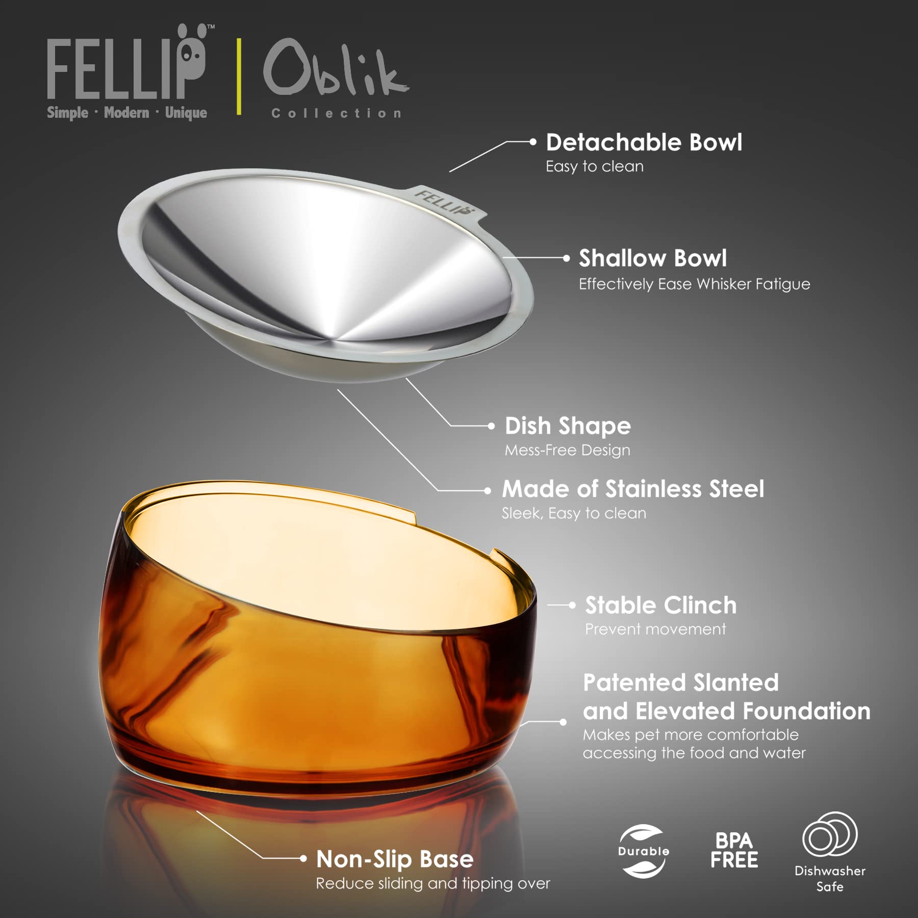 Felli Oblik plateau métal incline ergonomique.