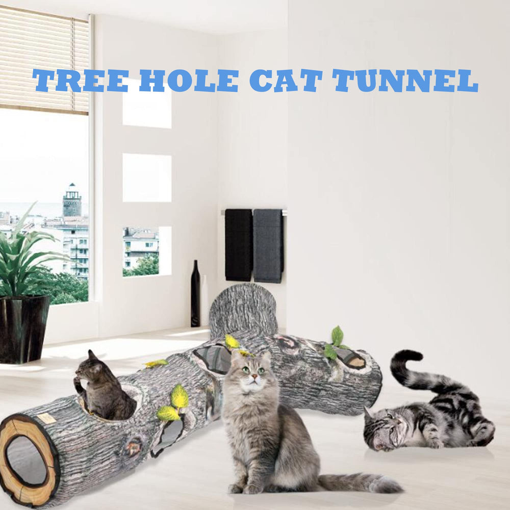 FelRelWel tunnel-chat-design-feuilles-arbre: décor naturel qui invite au jeu.