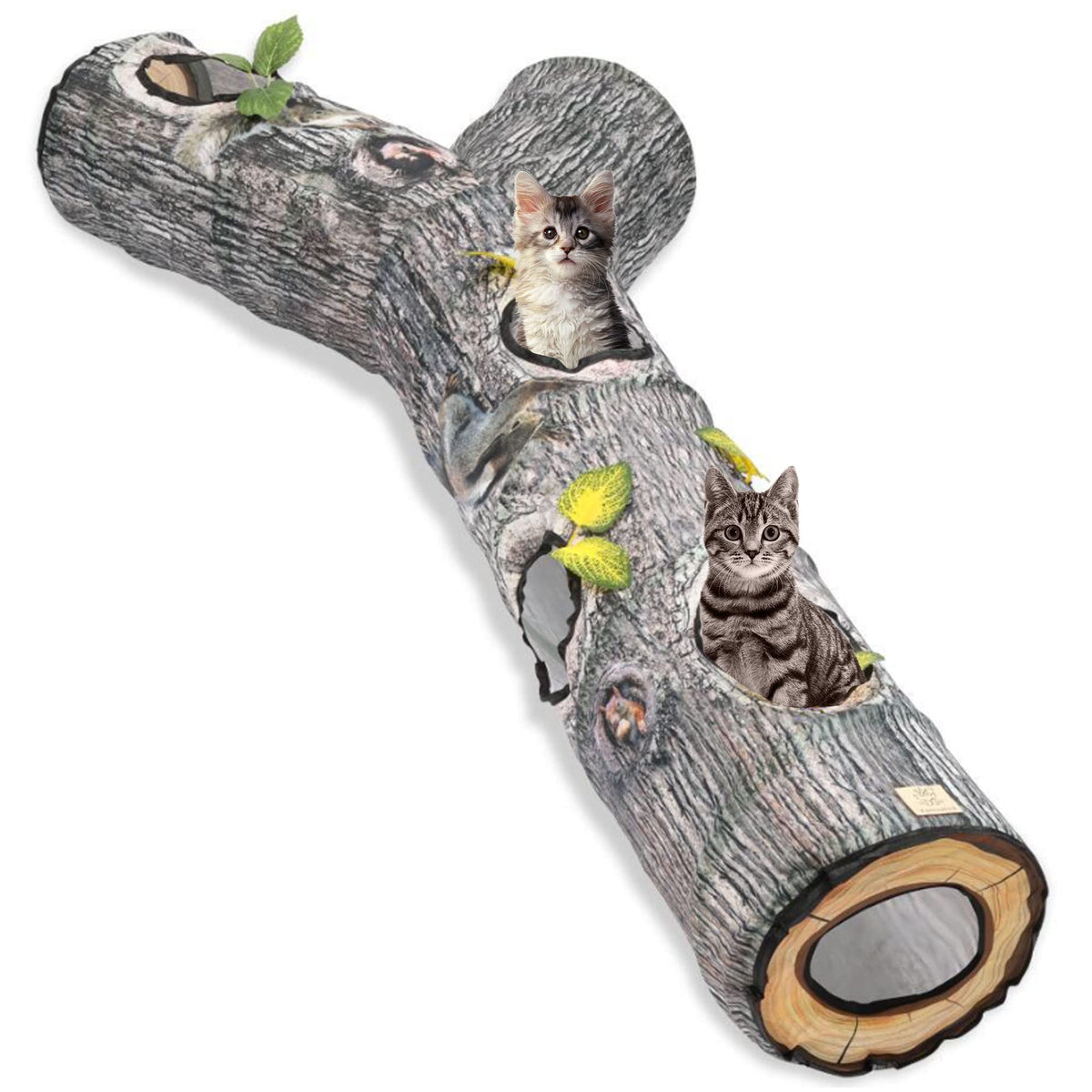 FelRelWel tunnel-chat-tronc-arbre: stimulation ludique pour chats à la maison.